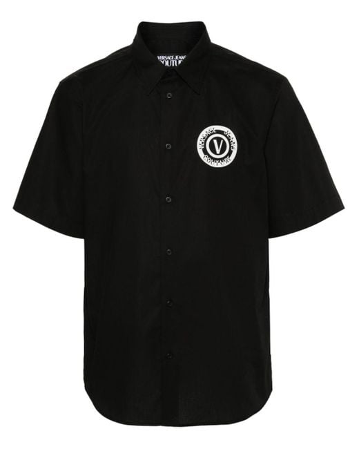 Versace Black V-emblem Cotton Shirt for men