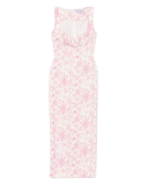 Abito Lungo Con Stampa di ROWEN ROSE in Pink