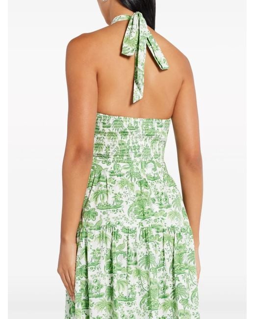 Staud Green Kai Botanical-Print Halterneck Top