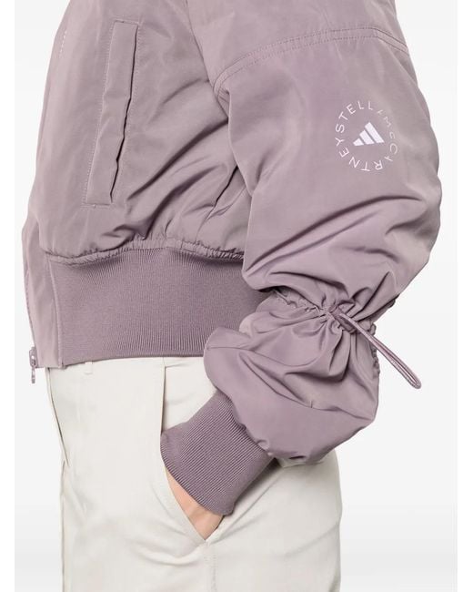 Adidas By Stella McCartney Purple Zip-Fastening Ruched-Sleeve Jacket