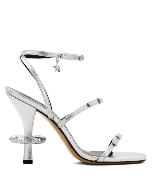 Marc Jacobs White The Metallic Leather Daisy Strap Sandals