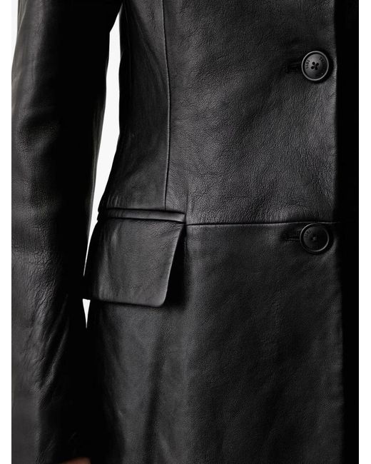 Trussardi Black Single-Breasted Leather Jacket