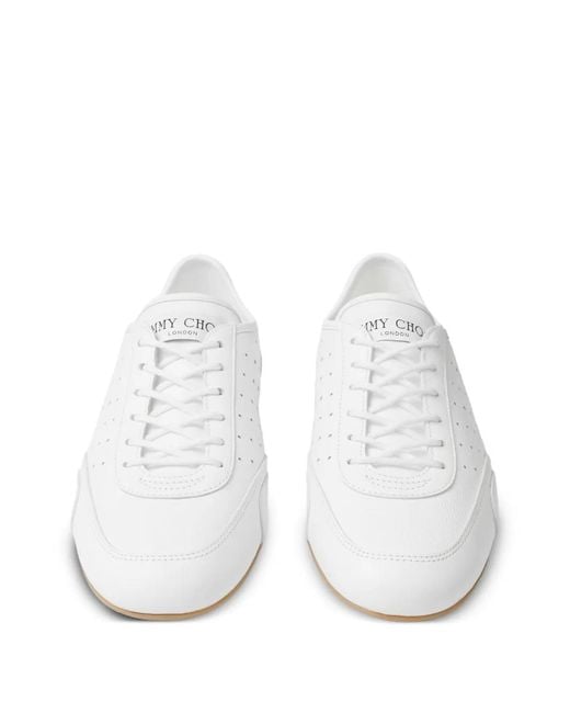 Jimmy Choo White Sunny F Leather Mix Low Top Trainers