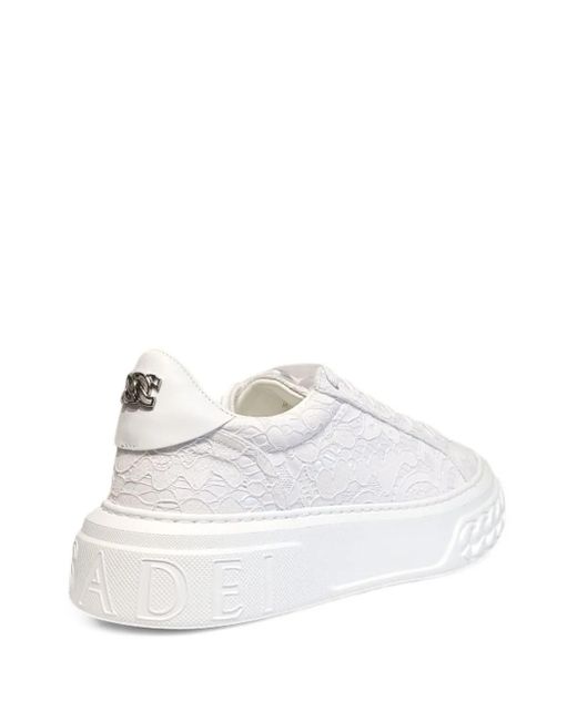 Casadei White Off Road Lace-Effect Chain-Trimmed Sneakers