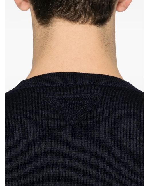 Prada Blue Classic Crew Neck Sweater For for men
