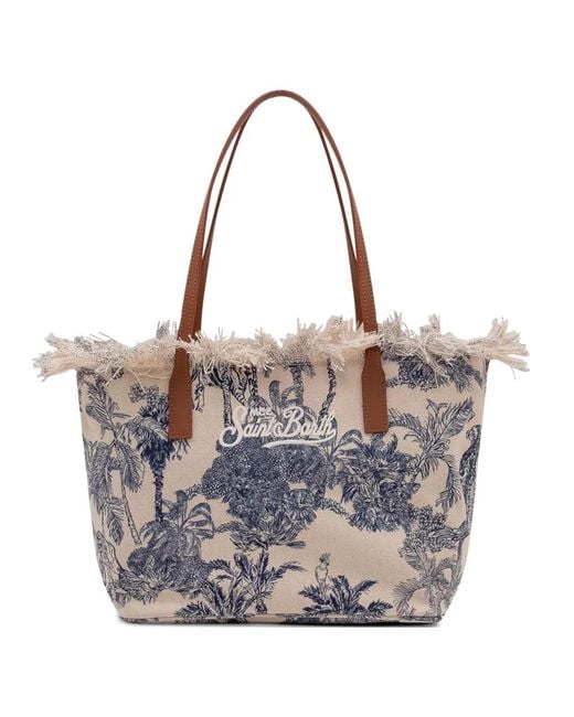 Mc2 Saint Barth White City Fringed Tote Bag