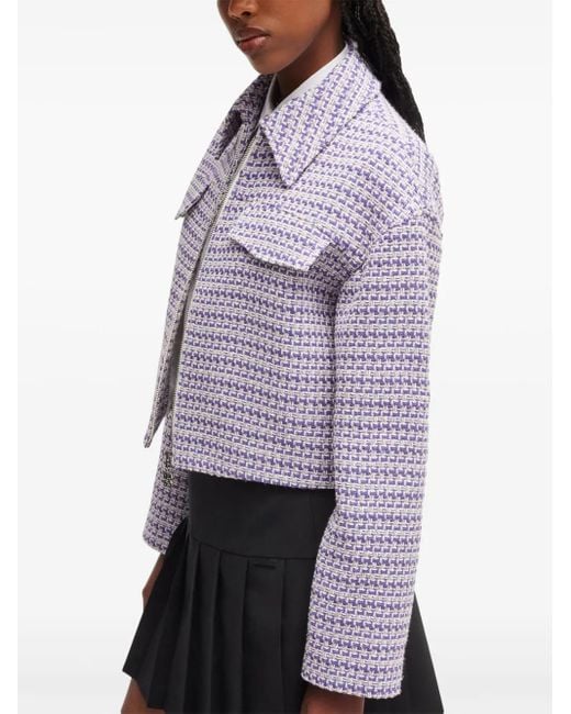 HUGO Blue Tweed Cropped Jacket