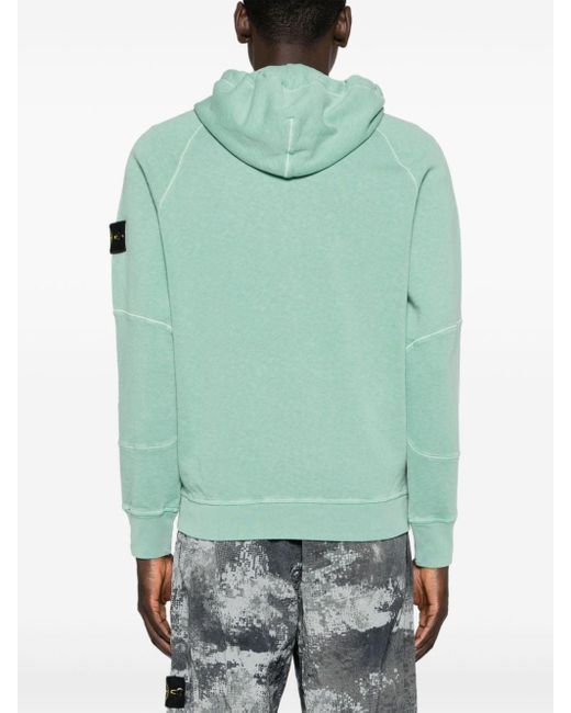 Stone Island Green Compass-badge Cotton Hoodie for men