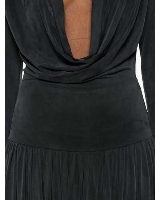 AYA MUSE Black Mer Pleated Midi Dress