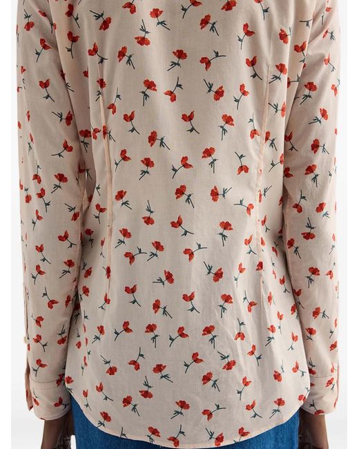 Jil Sander Pink Floral-Printed Cotton Shirt
