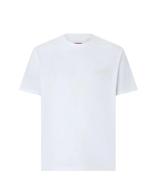 Ferrari White Logo-Embroidered T-Shirt for men