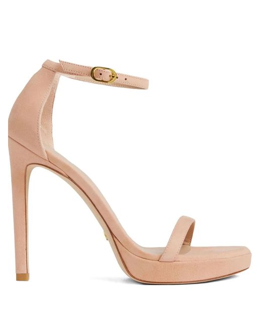 Stuart Weitzman White 120Mm Nudist Disco Sandals