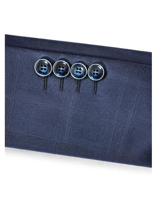 ROBERTO VINCENTI Blue Check-Pattern Button-Detail Suit for men