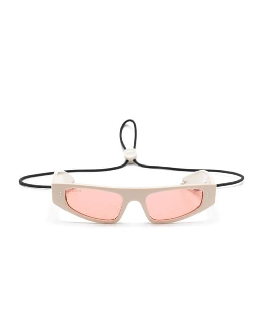 Gucci Pink Narrow Shield-Frame Sunglasses