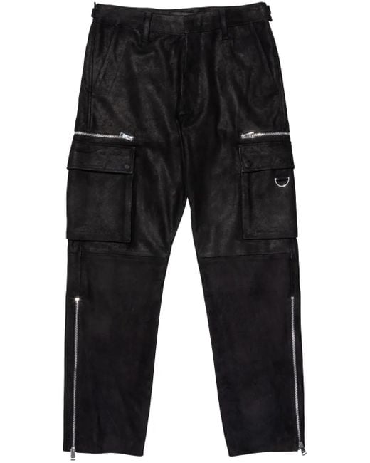 Purple Brand Black Zipped Cargo Trousers for men