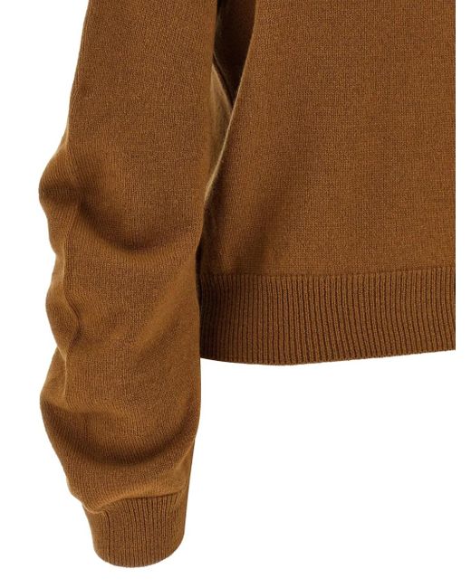 Nude Brown Crew Neck Cuffed-Sleeve Sweater
