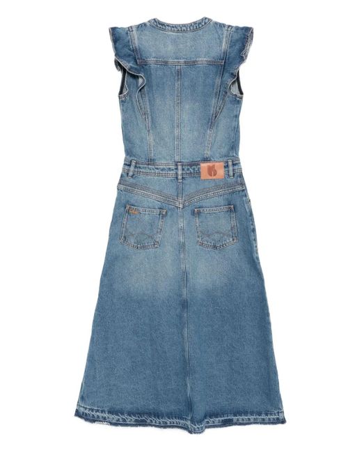 Ba&sh Blue Vayea Ruffle-Detail Denim Dress