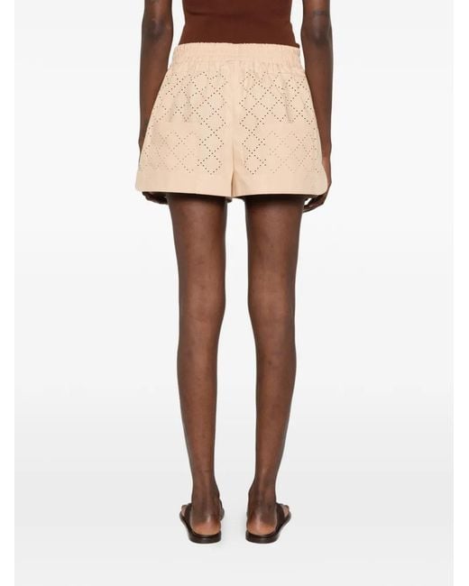 Fendi Natural Argyle Perforated Shorts