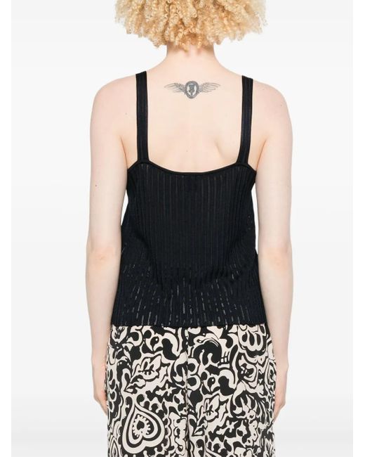 Boss Geribbelde Tanktop in het Black