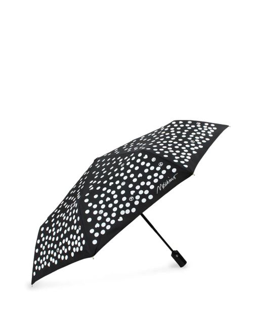 Ombrello Compatto A Pois di Moschino in Black