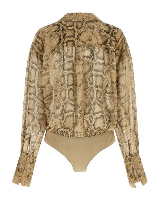 ANDAMANE Natural Paloma Python-Print Bodysuit