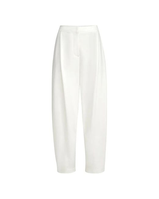 Brunello Cucinelli White Cotton Smooth French-Terry Pleated Track Trousers
