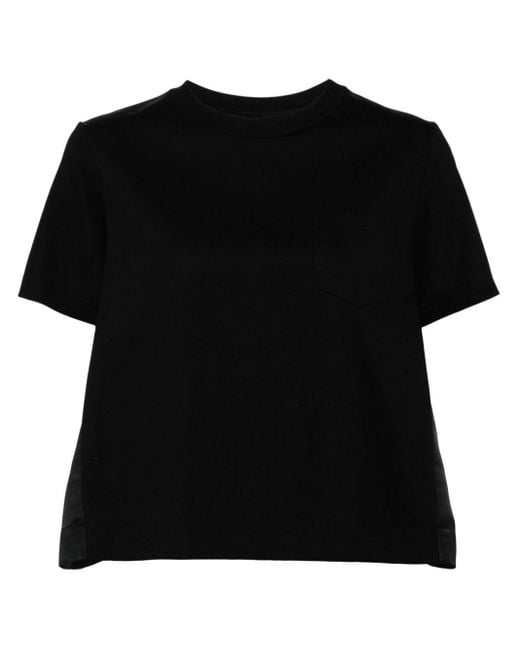 Sacai Black T-Shirt mit Kontrasteinsätzen