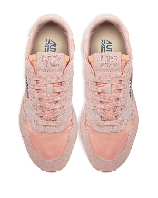 Autry Pink Logo Suede Sneakers