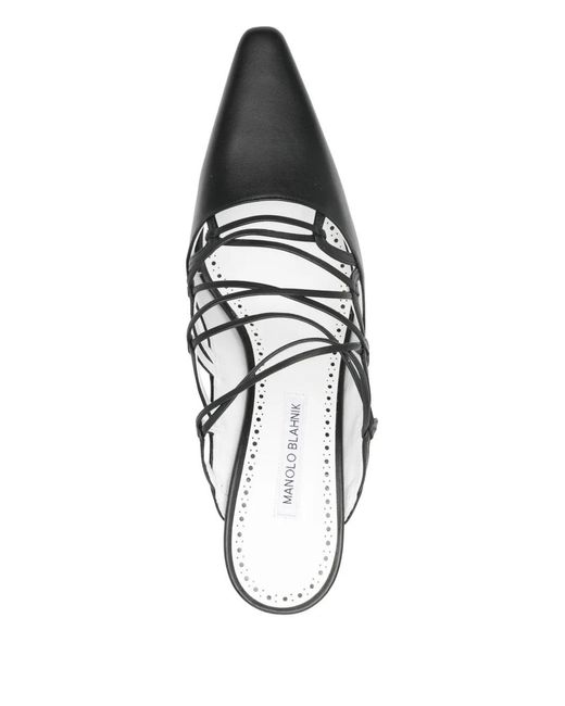 Manolo Blahnik White Netas Mules