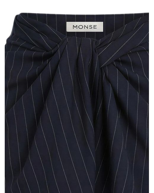 Monse Blue Pinstripe-Pattern Twisted Shorts