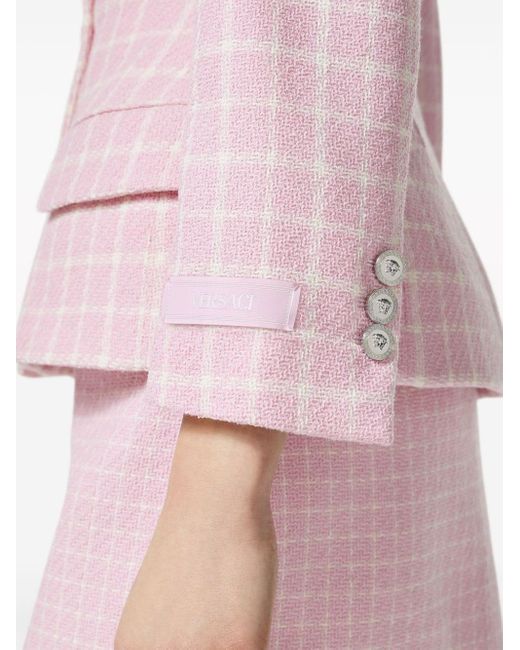 Versace Pink Ausgestellte Jacke mit Karo-Print