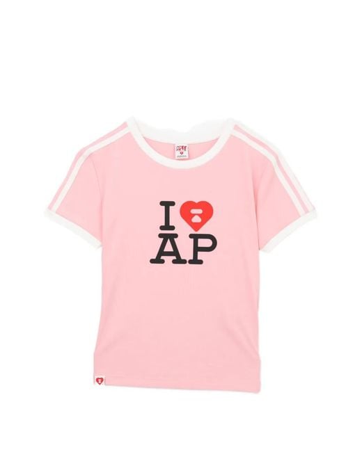 AAPE BY A BATHING AP Pink Printed T-Shirt