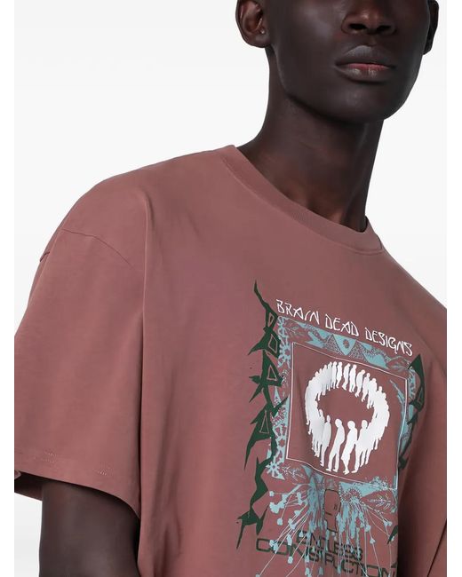 Brain Dead Red Short-sleeves Graphic-print T-shirt for men