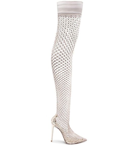 Stivali Gilda con strass 120mm di Le Silla in White