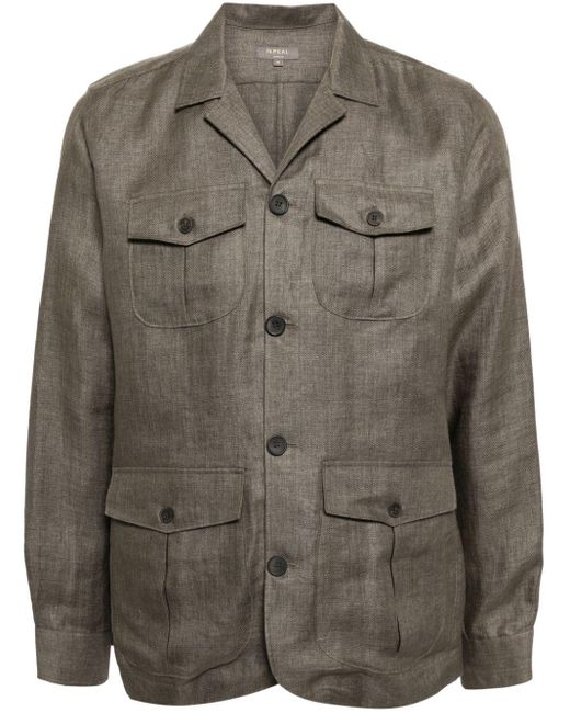 N.Peal Cashmere Gray Linen Shirt Jacket for men