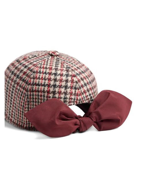 Patou Pink Houndstooth Wool Baseball Cap