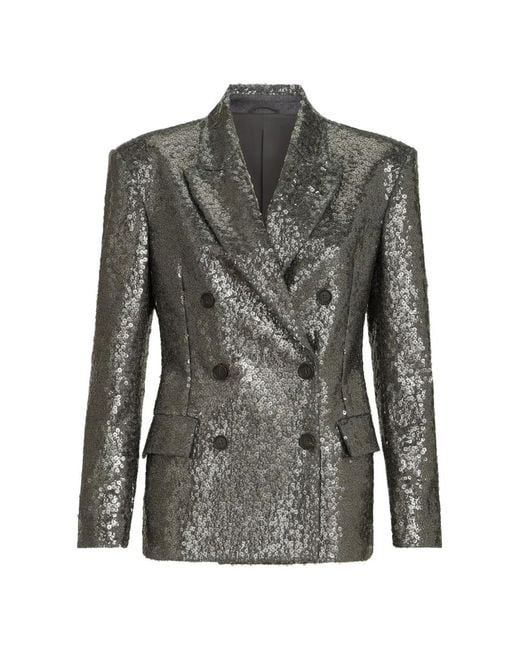 Brunello Cucinelli Gray Dazzling Texture Embroidery Blazer