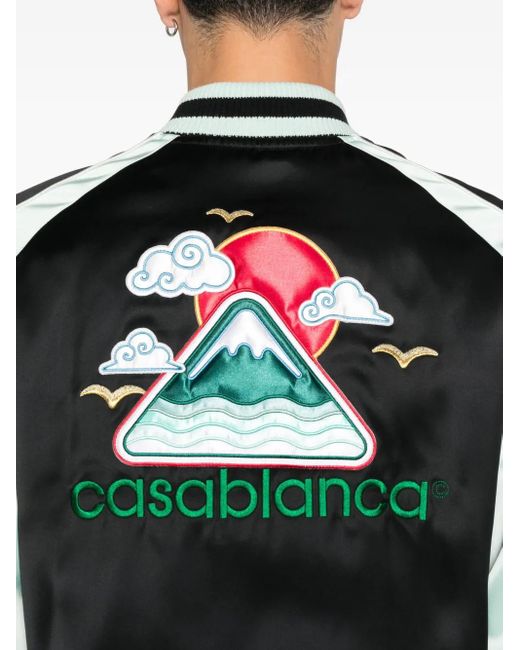 Casablanca Black Embroidered-Logo Bomber Jacket for men