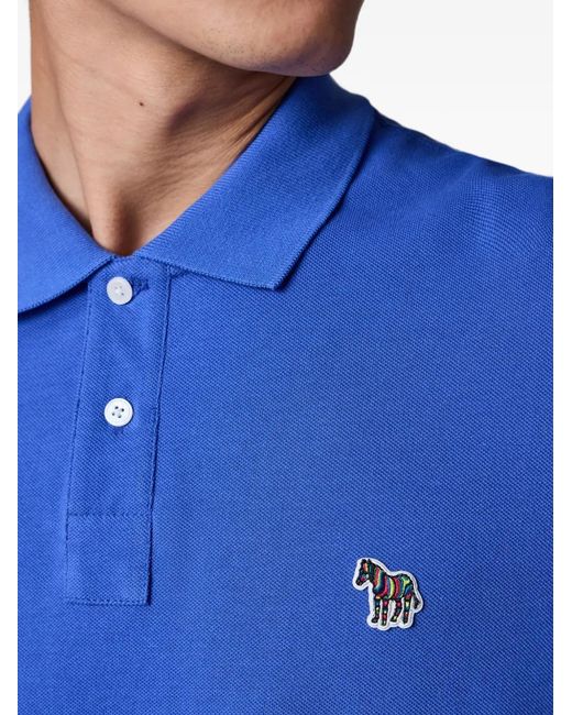Paul Smith Blue Mid Organic Cotton Zebra Polo Shirt for men