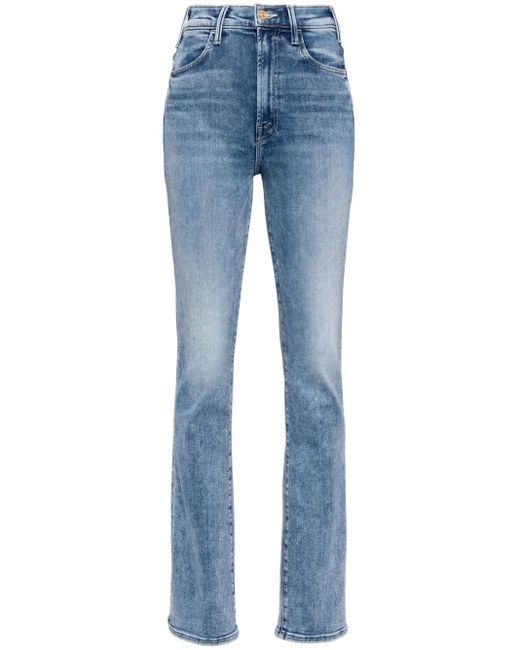 Mother Hustler Sneak High Waist Jeans Met Toelopende Pijpen in het Blue
