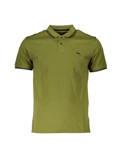 Harmont & Blaine Green Logo-Patch Contrast-Trimmed Polo Shirt for men