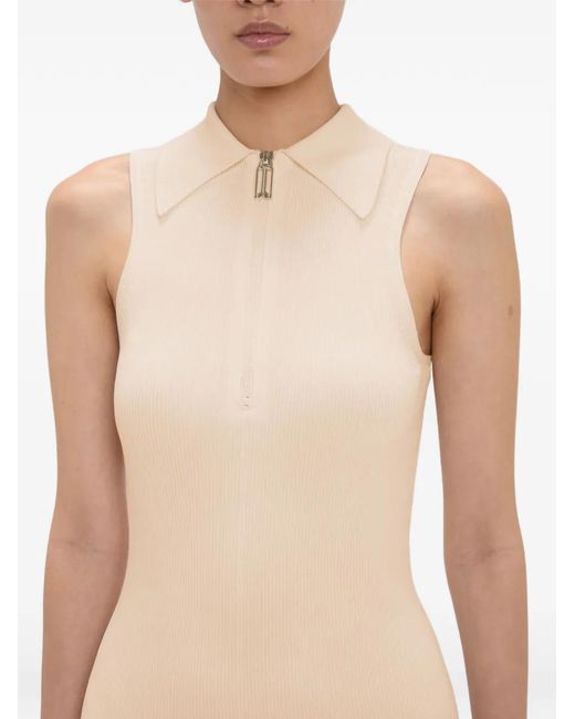 Victoria Beckham White Mira Zip-Up Midi Dress