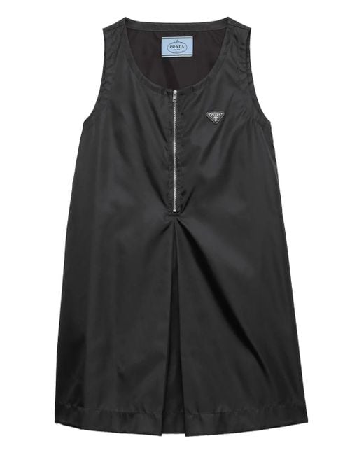 Prada Black Half-Zip-Minikleid Mit Faltendetail