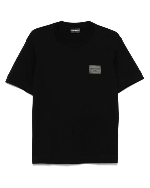 Emporio Armani Black Logo-Embroidered T-Shirt for men