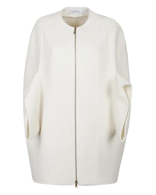 Max Mara White Mantel mit Reißverschluss