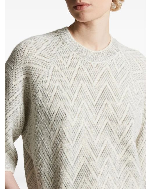 Peserico Trui Met Chevron Patroon in het White