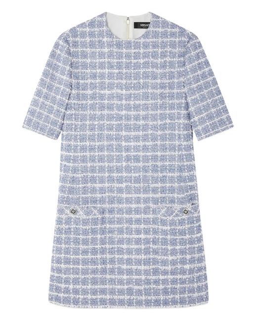 Robe Courte En Tweed À Coupe Évasée Versace en coloris Blue