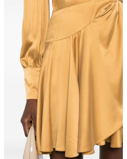 Zimmermann Yellow Silk Wrap Mini Dress