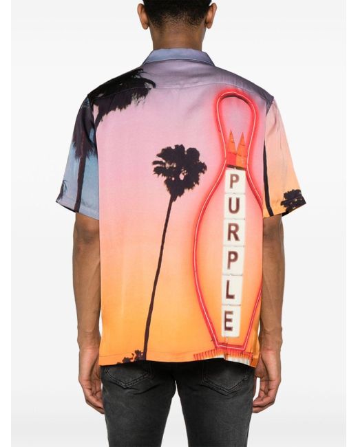 Camicia con stampa grafica x Blue Sky di Purple Brand in Orange da Uomo