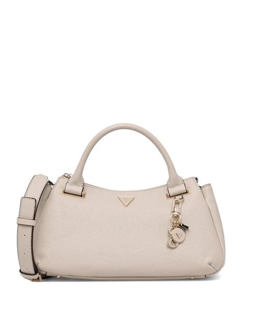 Guess Natural Evie Pebbled Logo-Plaque Tote Bag